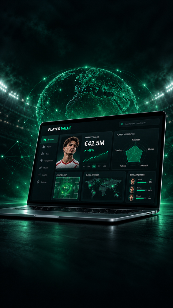The Player Value platform on laptop